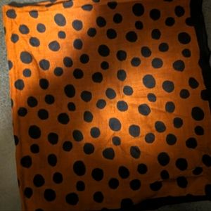 Square Scarf Brown with Black Polka Dots